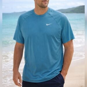NWOT Nike Essential Dri-FIT Hydroguard Swim Shirt XXL Teal Blue UPF 40+